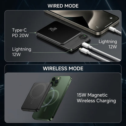 Ultra-Slim Magnetic Wireless Power Bank 15W Fast Charging PD 20W with Smart LED Display & Dual Input/Output Ports