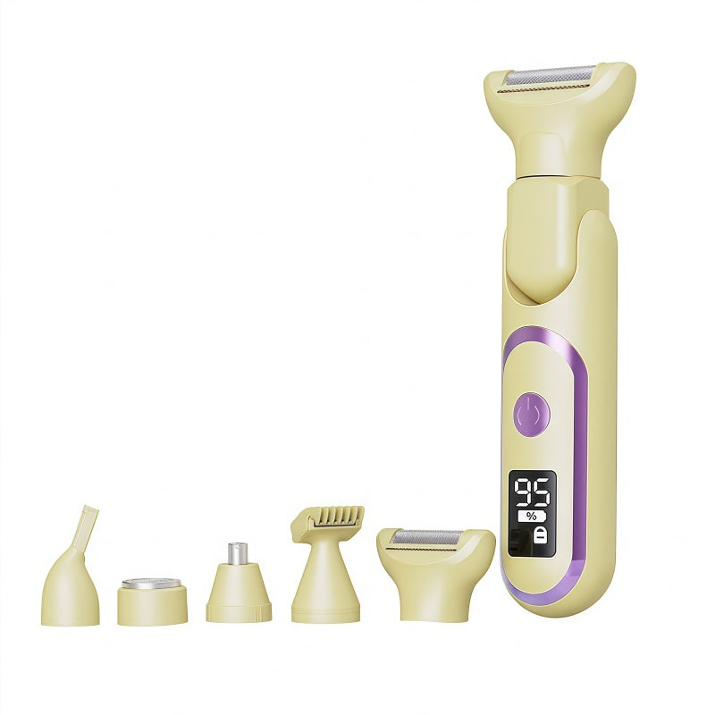 Women's 5-in-1 Electric Shaver & Grooming Kit - Cordless, IPX7 Waterproof, LED Display - Purple
