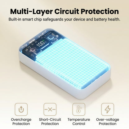 20000mAh Portable Power Bank with Built-in USB-C & Lightning Cables, 22.5W Fast Charging External Battery Pack with LED Digital Display