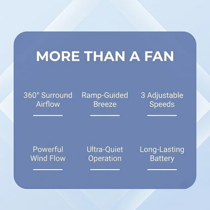 Portable Bladeless Neck Fan – Hands-Free Rechargeable Wearable Personal Fan with 360° Surround Cooling & 3 Speed Settings