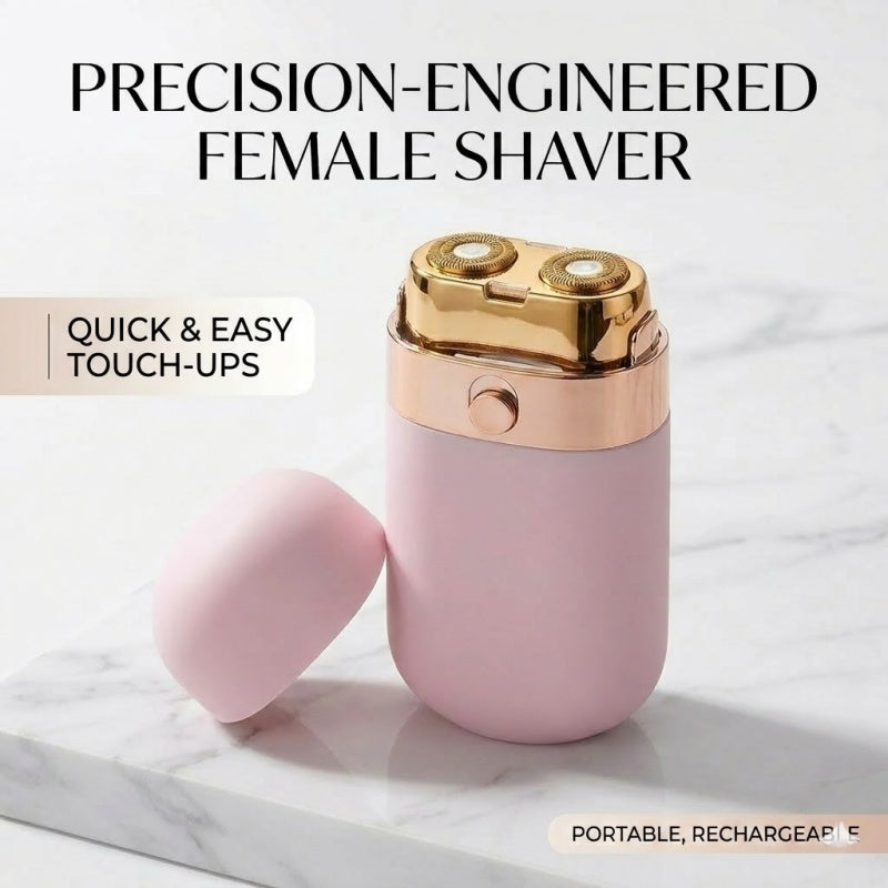 Portable Electric Shaver for Women - Dual-Ring Floating Head Hair Remover - USB-C Rechargeable, Matte Pink