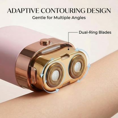 Portable Electric Shaver for Women - Dual-Ring Floating Head Hair Remover - USB-C Rechargeable, Matte Pink