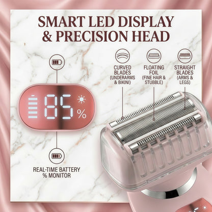 Women's 2-in-1 Electric Shaver & Trimmer Set, IPX7 Waterproof, LED Display, USB Rechargeable