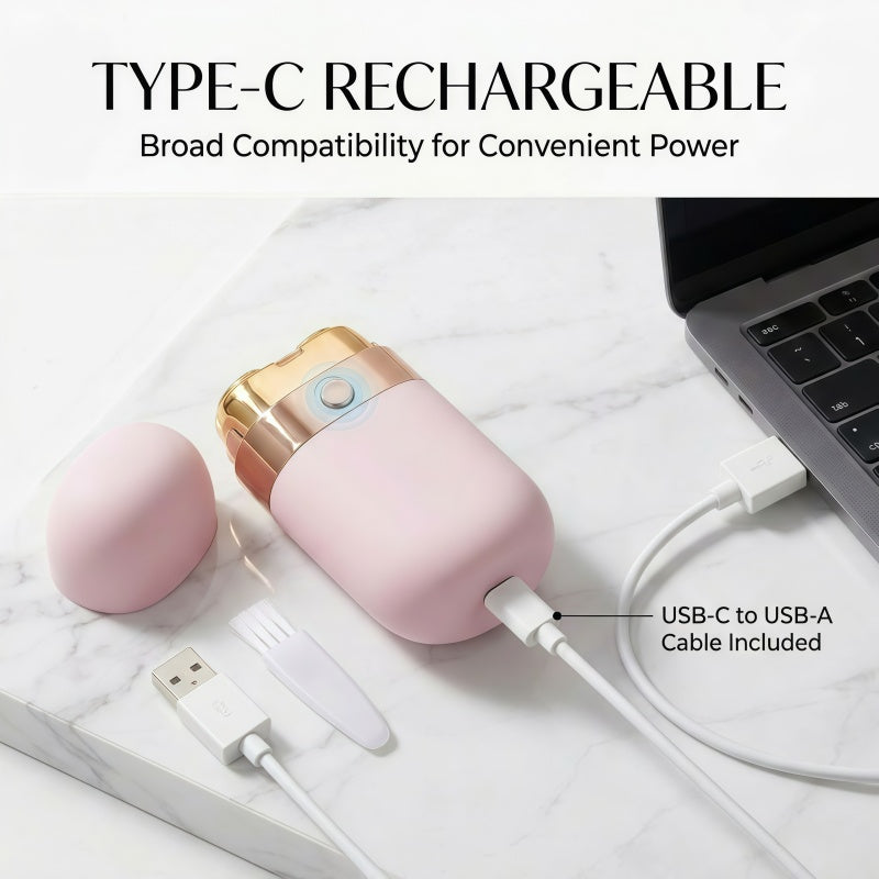 Portable Electric Shaver for Women - Dual-Ring Floating Head Hair Remover - USB-C Rechargeable, Matte Pink