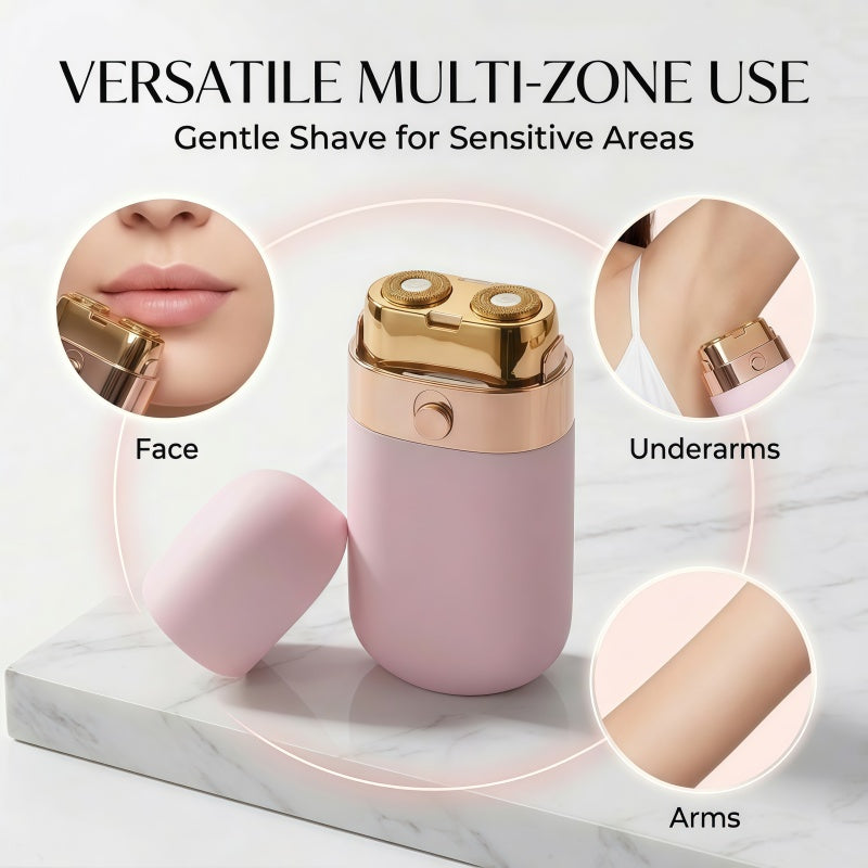 Portable Electric Shaver for Women - Dual-Ring Floating Head Hair Remover - USB-C Rechargeable, Matte Pink