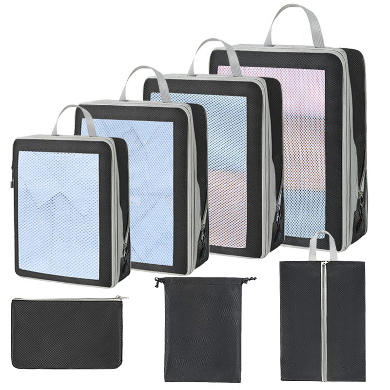 Compression Packing Cubes Set for Travel Luggage - Water-Repellent Organizers with Shoe Bags & Pouches