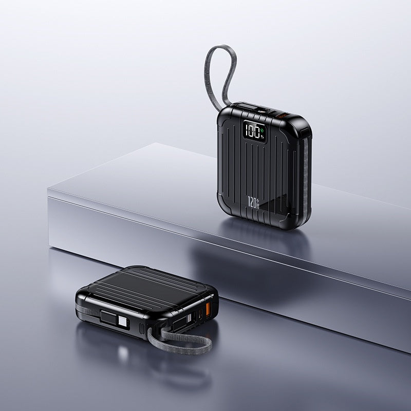 120W Fast Charging Power Bank with Built-in Cables & Digital LED Display - Portable Charger for iPhone, Type-C Devices