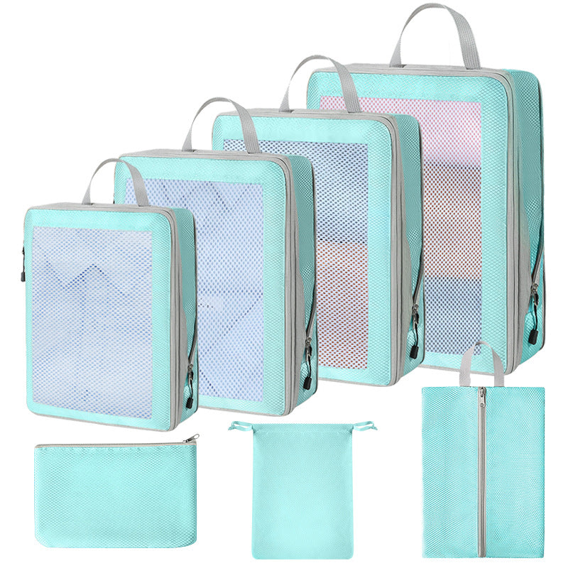 Compression Packing Cubes Set for Travel Luggage - Water-Repellent Organizers with Shoe Bags & Pouches