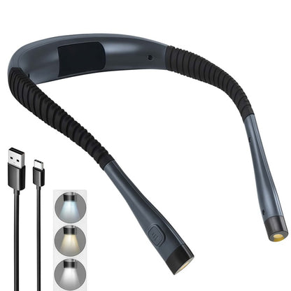 Rechargeable LED Neck Reading Light – 3 Color Modes, 3 Brightness Levels, Flexible Silicone Arms