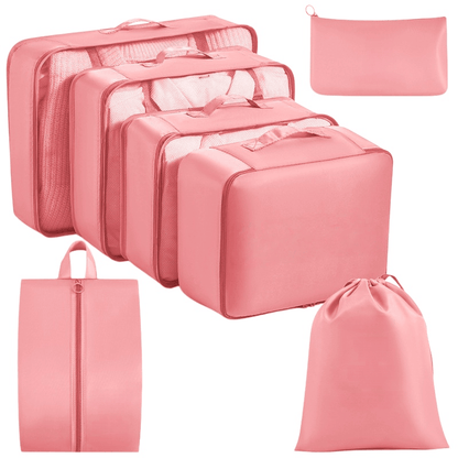 Water-Resistant Travel Packing Cubes Set - Luggage Organizers with Hanging Toiletry Bag & Shoe Pouches
