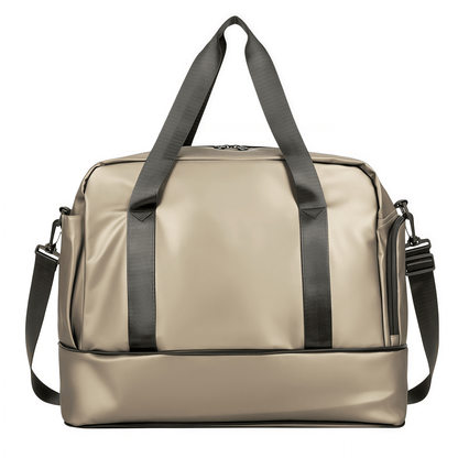 Expandable Travel Duffel Bag with Shoe Compartment and Wet Pocket - Water-Resistant Weekender Gym Bag