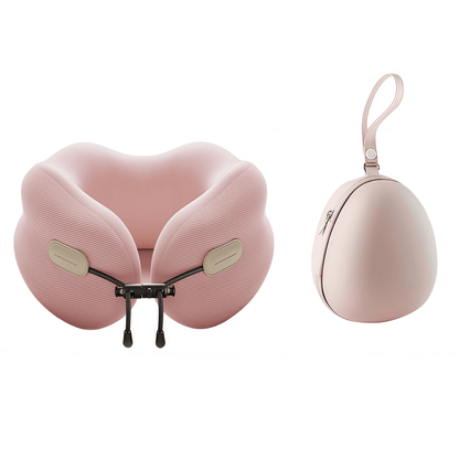 Ergonomic Memory Foam Travel Neck Pillow with Breathable Cooling Cover & Compact Storage Case