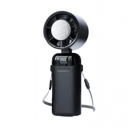 Portable Handheld Turbo Fan with Semiconductor Cooling Plate, 199 Stepless Speeds, 3000mAh Rechargeable Foldable Personal Desk Fan with LED Display