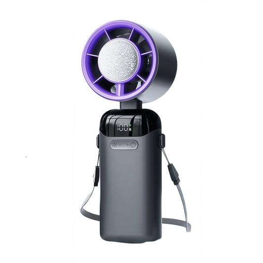 Portable Handheld Turbo Fan with Semiconductor Cooling Plate, 199 Stepless Speeds, 3000mAh Rechargeable Foldable Personal Desk Fan with LED Display
