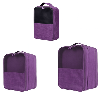 3-Layer Travel Shoe Bag Organizer with Luggage Strap, Water-Resistant Shoe Pouch for Men & Women