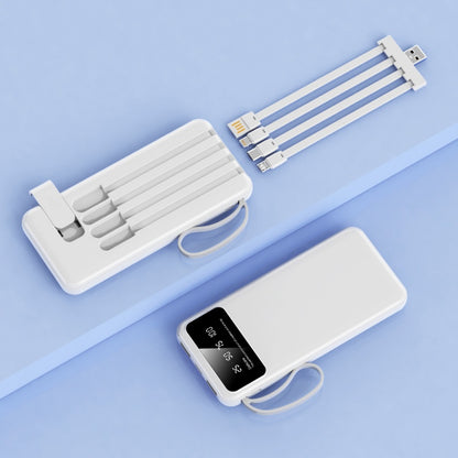 Portable Power Bank 10000mAh with Built-in Cables – 27W PD Fast Charging Travel Battery Pack with Digital LED Display