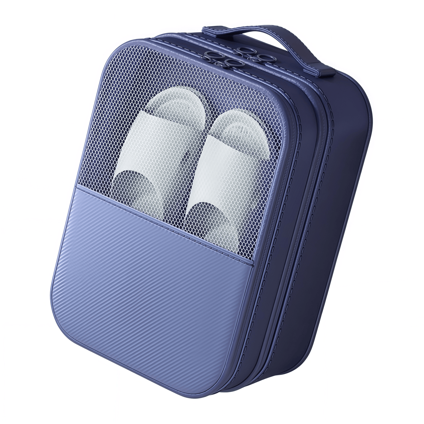 Dual-Layer Travel Shoe Organizer Bag - Water-Repellent Portable Packing Cube with Trolley Sleeve - Blue