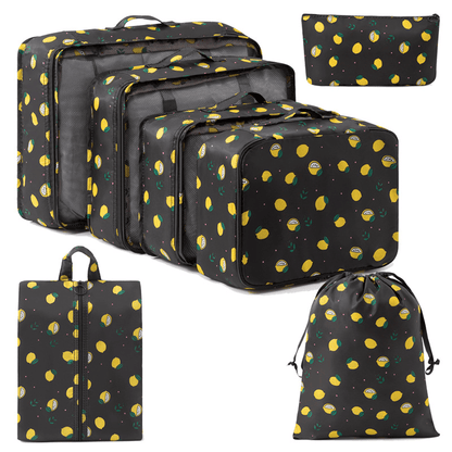 Water-Resistant Travel Packing Cubes Set - Luggage Organizers with Hanging Toiletry Bag & Shoe Pouches