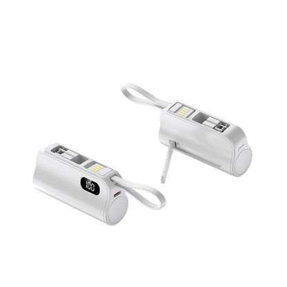 5000mAh Mini Portable Power Bank with Built-in Cables & Phone Stand