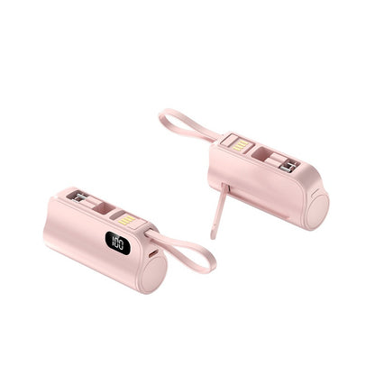 5000mAh Mini Portable Power Bank with Built-in Cables & Phone Stand