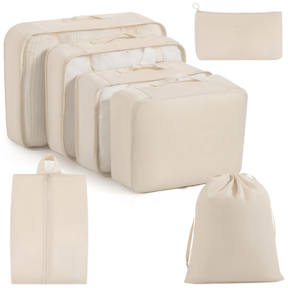 Water-Resistant Travel Packing Cubes Set - Luggage Organizers with Hanging Toiletry Bag & Shoe Pouches