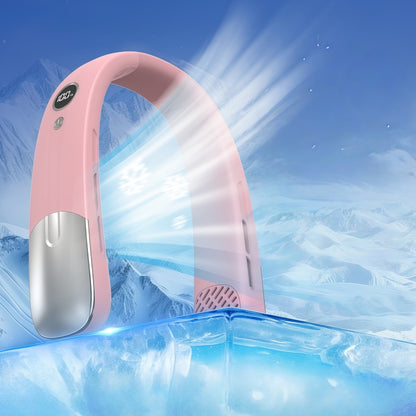 Portable Bladeless Neck Fan with Cooling Plate – 4000mAh Rechargeable Personal Neck Air Conditioner with LED Display & 100-Speed Airflow