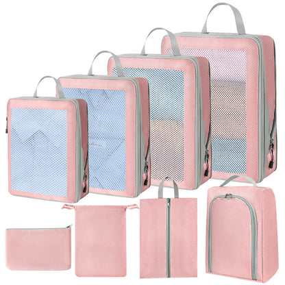 Compression Packing Cubes Set for Travel Luggage - Water-Repellent Organizers with Shoe Bags & Pouches