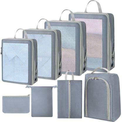 Compression Packing Cubes Set for Travel Luggage - Water-Repellent Organizers with Shoe Bags & Pouches