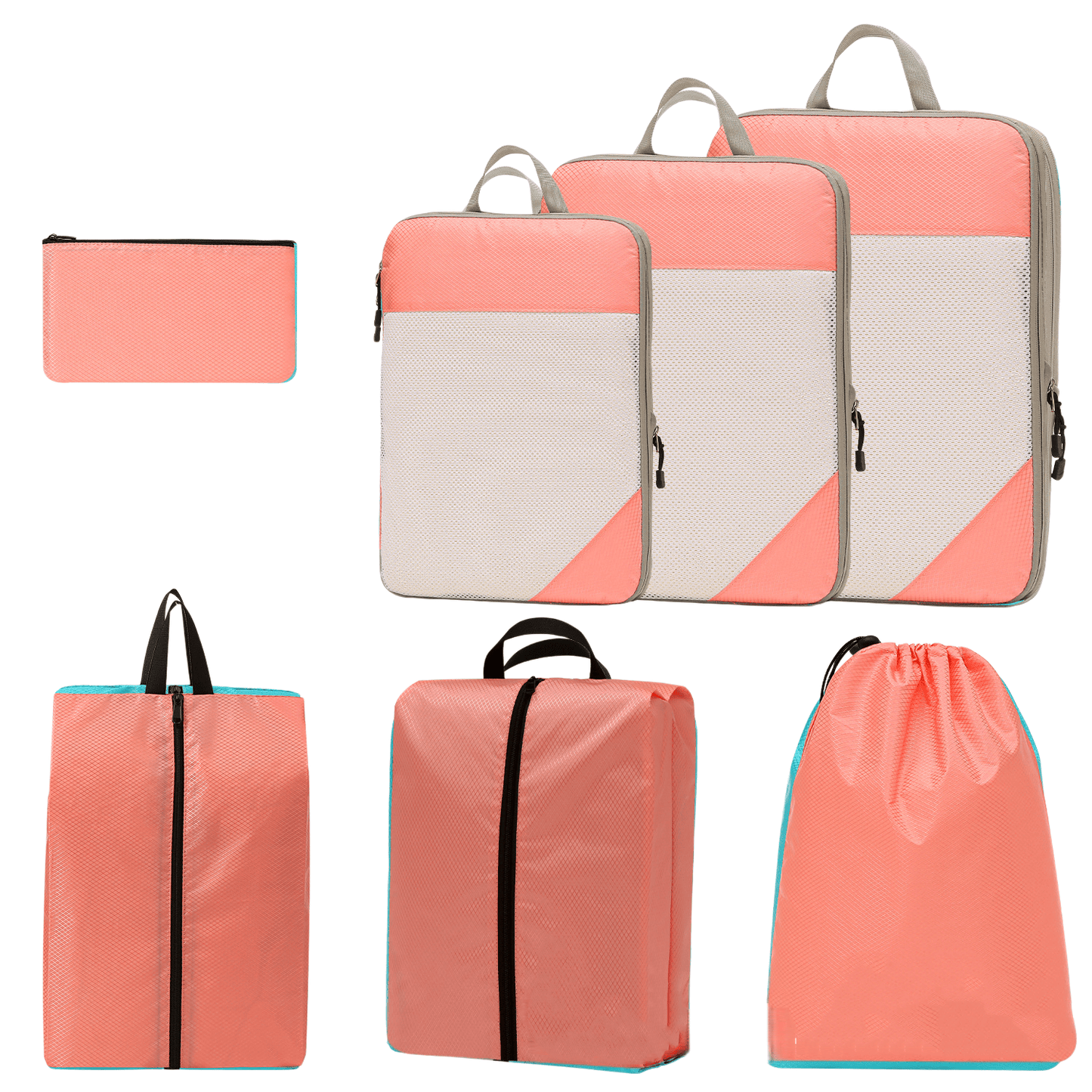 Compression Travel Packing Cubes & Organizer Set - Water-Resistant Ripstop Nylon