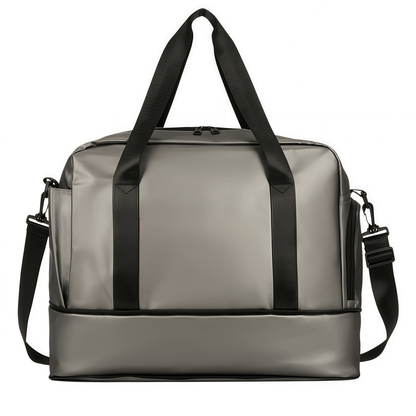 Expandable Travel Duffel Bag with Shoe Compartment and Wet Pocket - Water-Resistant Weekender Gym Bag