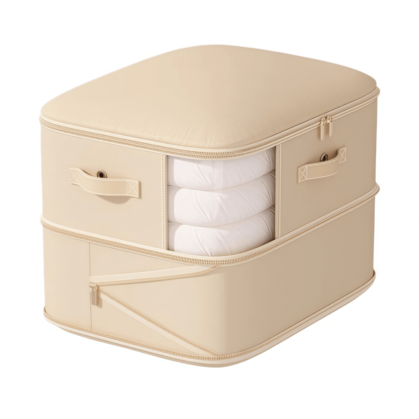Multi-Layer Compressible Fabric Storage Bag with Air Valve and Window for Blankets Quilts, Multiple Sizes