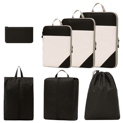Compression Travel Packing Cubes & Organizer Set - Water-Resistant Ripstop Nylon