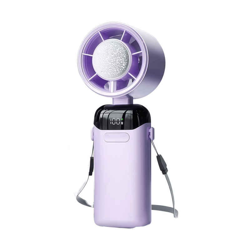 Portable Handheld Turbo Fan with Semiconductor Cooling Plate, 199 Stepless Speeds, 3000mAh Rechargeable Foldable Personal Desk Fan with LED Display