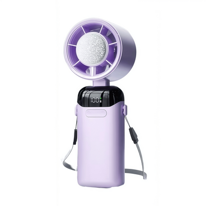 Portable Handheld Turbo Fan with Semiconductor Cooling Plate, 199 Stepless Speeds, 3000mAh Rechargeable Foldable Personal Desk Fan with LED Display
