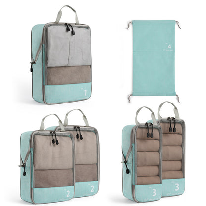 6-Piece Compression Packing Cubes Set for Travel, Lightweight Luggage Organizer Bags