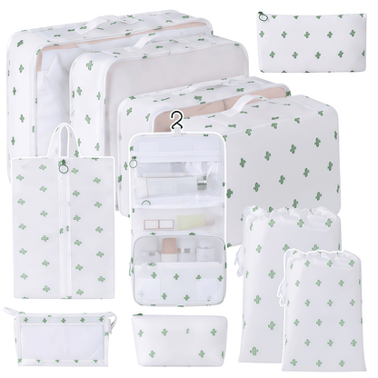 Water-Resistant Travel Packing Cubes Set - Luggage Organizers with Hanging Toiletry Bag & Shoe Pouches