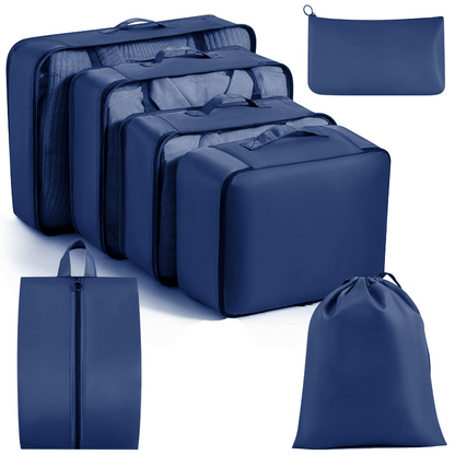 Water-Resistant Travel Packing Cubes Set - Luggage Organizers with Hanging Toiletry Bag & Shoe Pouches