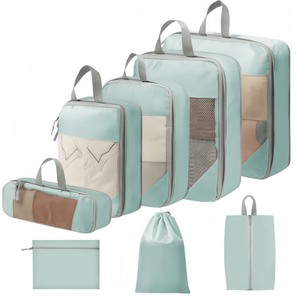 Travel Compression Packing Cubes Set - Water-Resistant Ripstop Luggage Organizers