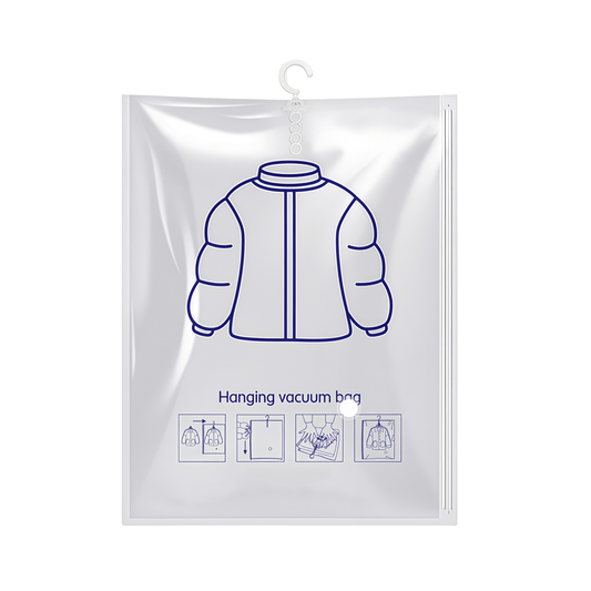 Heavy-Duty Hanging Vacuum Storage Bags for Closet Organization, Clear Space Saving Garment Bags with Hook