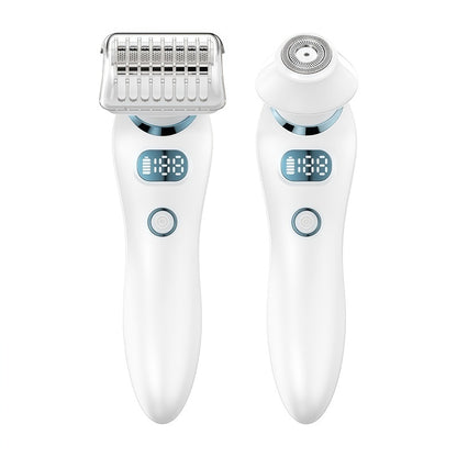 Women's 2-in-1 Electric Shaver & Trimmer Set, IPX7 Waterproof, LED Display, USB Rechargeable