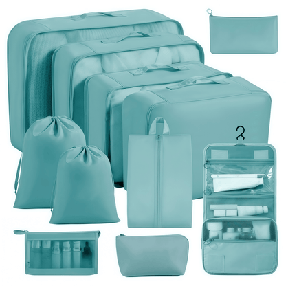 Water-Resistant Travel Packing Cubes Set - Luggage Organizers with Hanging Toiletry Bag & Shoe Pouches