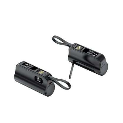 5000mAh Mini Portable Power Bank with Built-in Cables & Phone Stand