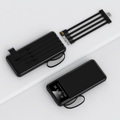 Portable Power Bank 10000mAh with Built-in Cables – 27W PD Fast Charging Travel Battery Pack with Digital LED Display