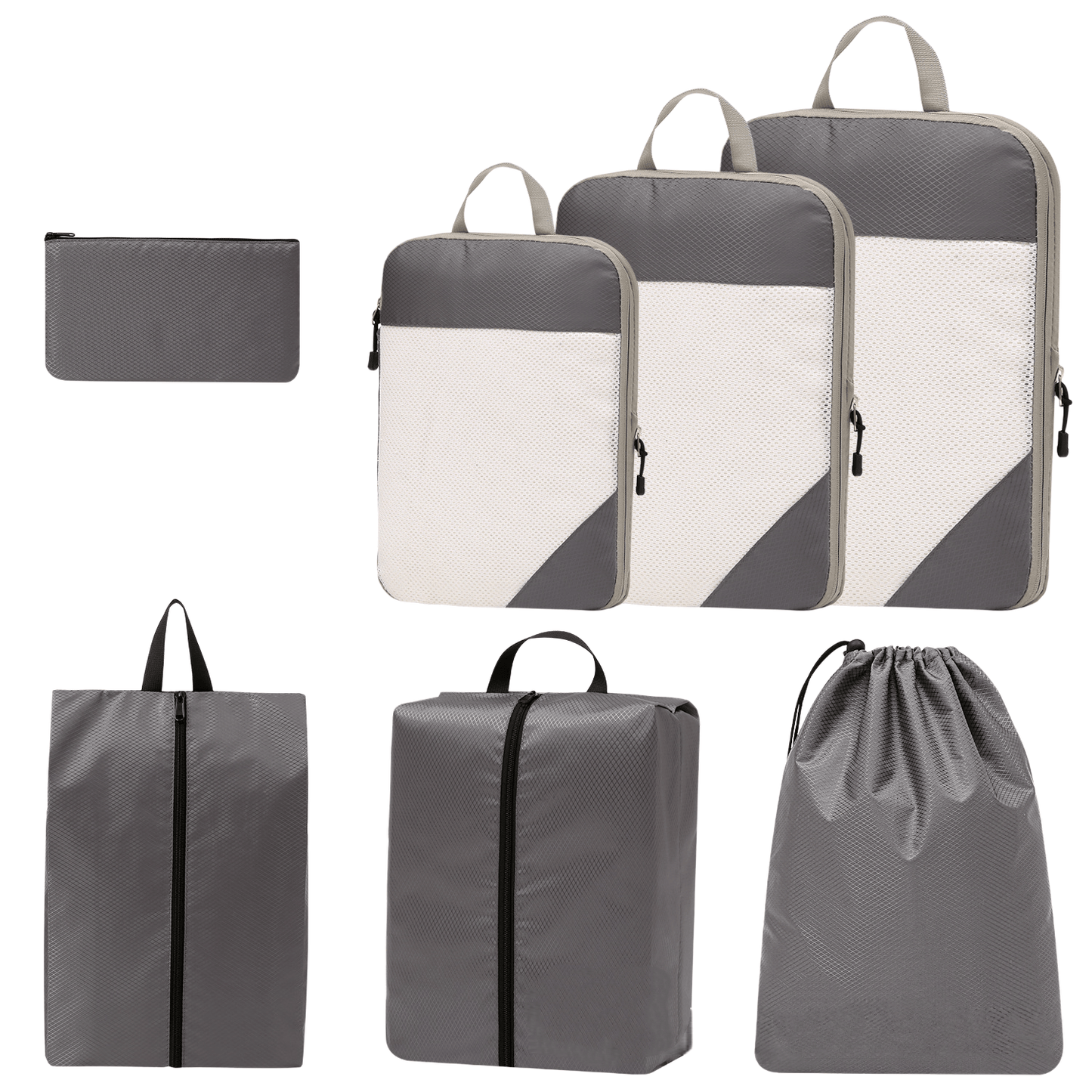 Compression Travel Packing Cubes & Organizer Set - Water-Resistant Ripstop Nylon
