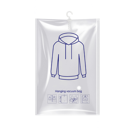 Heavy-Duty Hanging Vacuum Storage Bags for Closet Organization, Clear Space Saving Garment Bags with Hook