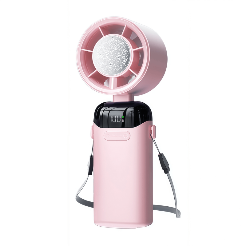 Portable Handheld Turbo Fan with Semiconductor Cooling Plate, 199 Stepless Speeds, 3000mAh Rechargeable Foldable Personal Desk Fan with LED Display