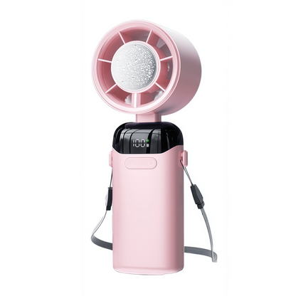 Portable Handheld Turbo Fan with Semiconductor Cooling Plate, 199 Stepless Speeds, 3000mAh Rechargeable Foldable Personal Desk Fan with LED Display