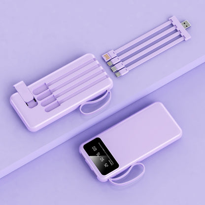 Portable Power Bank 10000mAh with Built-in Cables – 27W PD Fast Charging Travel Battery Pack with Digital LED Display