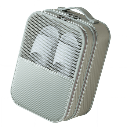 Dual-Layer Travel Shoe Organizer Bag - Water-Repellent Portable Packing Cube with Trolley Sleeve