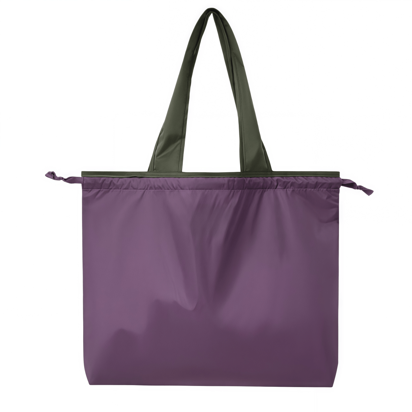 Foldable Reusable Shopping Tote Bag with Drawstring Closure, Water-Repellent Nylon